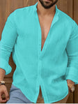 Men's Linen Button-Down Shirt Long Sleeve