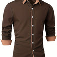 Men's Contrast Collar Button-Down Shirt Long Sleeve