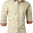 Men's Contrast Collar Button-Down Shirt Long Sleeve
