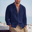 Men's Linen Button-Down Shirt Long Sleeve