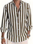 Men's Striped Button-Down Shirt Long Sleeve