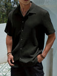 Men's Textured Short Sleeve Shirt Classic Collar