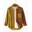 Men's Corduroy Shirt Color Block Pocket