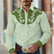Men's Western Embroidered Shirt Contrast Yoke