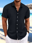 Men's Textured Short Sleeve Shirt Button Front