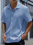 Men's Textured Short Sleeve Shirt Button Front