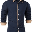 Men's Contrast Collar Button-Down Shirt Long Sleeve