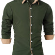Men's Contrast Collar Button-Down Shirt Long Sleeve