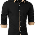 Men's Contrast Collar Button-Down Shirt Long Sleeve