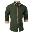 Men's Contrast Collar Button-Down Shirt Long Sleeve