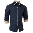 Men's Contrast Collar Button-Down Shirt Long Sleeve
