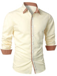 Men's Contrast Collar Button-Down Shirt Long Sleeve