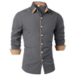 Men's Contrast Collar Button-Down Shirt Long Sleeve