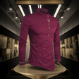 Men's Mandarin Collar Shirt Embroidered Detail