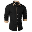 Men's Contrast Collar Button-Down Shirt Long Sleeve