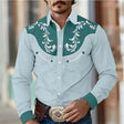 Men's Western Embroidered Shirt Contrast Yoke