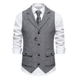 Men's Herringbone Tweed Vest Notch Lapel