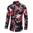 Men's Floral Long Sleeve Shirt Button Front