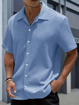 Men's Textured Short Sleeve Shirt Classic Collar