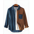 Men's Corduroy Shirt Color Block Pocket