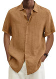 Men's Linen Short Sleeve Shirt Button Front
