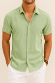 Men's Linen Short Sleeve Shirt Classic Fit