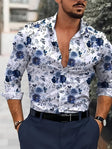 Men's Floral Button-Down Shirt Long Sleeve