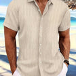 Men's Textured Short Sleeve Shirt Button Front