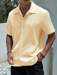 Men's Textured Short Sleeve Shirt Button Front