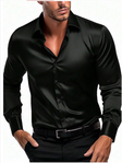 Men's Satin Button-Down Shirt Long Sleeve