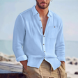 Men's Linen Button-Down Shirt Long Sleeve