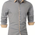 Men's Contrast Collar Button-Down Shirt Long Sleeve