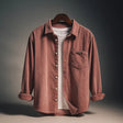 Men's Corduroy Button-Down Shirt Chest Pocket