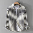 Men's Striped Cotton Button-Down Shirt Long Sleeve