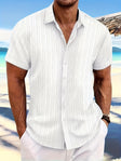 Men's Textured Short Sleeve Shirt Button Front