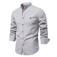 Men's Mandarin Collar Shirt Long Sleeve