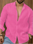 Men's Linen Button-Down Shirt Long Sleeve