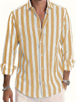 Men's Striped Button-Down Shirt Long Sleeve