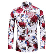 Men's Floral Long Sleeve Shirt Button Front
