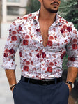 Men's Floral Button-Down Shirt Long Sleeve