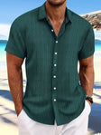Men's Textured Short Sleeve Shirt Button Front