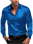 Men's Satin Button-Down Shirt Long Sleeve