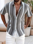 Men's Textured Stripe Shirt Short Sleeve
