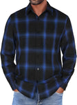 Men's Plaid Flannel Shirt Long Sleeve Relaxed Fit