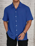 Men's Textured Short Sleeve Shirt Button Front
