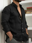 Men's Linen Button-Down Shirt Long Sleeve