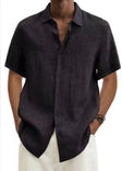 Men's Linen Short Sleeve Shirt Button Front