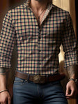 Men's Plaid Button-Down Shirt Long Sleeve