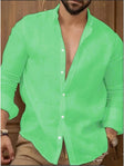 Men's Linen Button-Down Shirt Long Sleeve