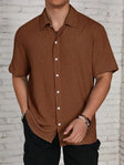 Men's Textured Short Sleeve Shirt Button Front